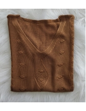 Blusa decote v trança 0112 - Caramelo