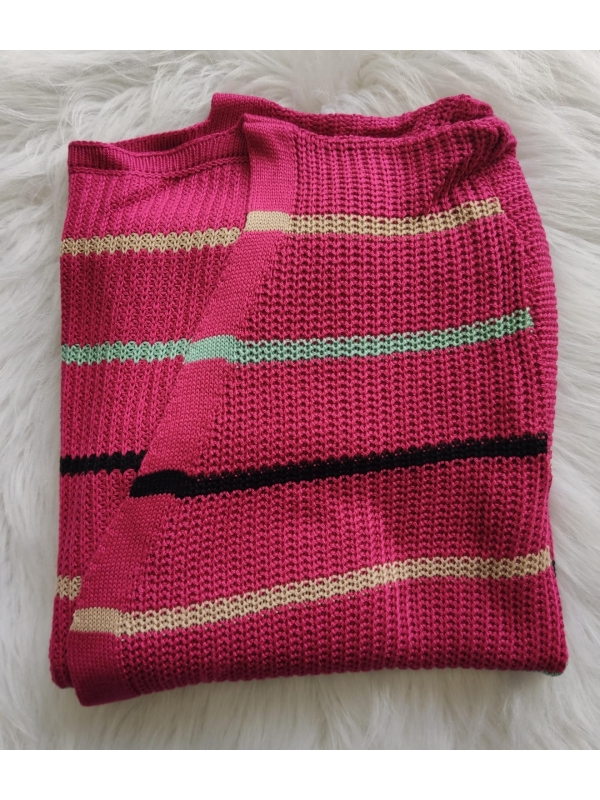 Casaco longo listra colorida 069 - Pink