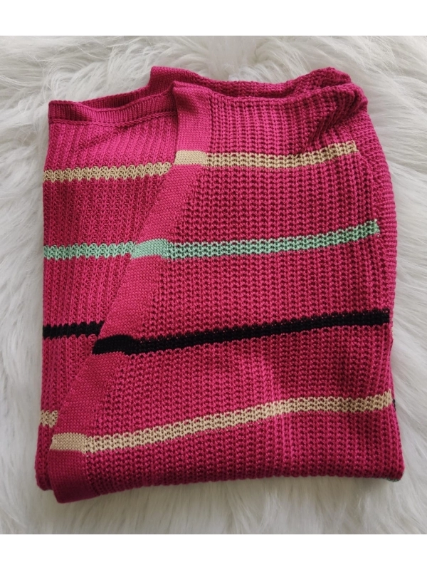Casaco longo listra colorida 069 - Pink