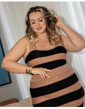 Conjunto listrado modal 0961p - Bege novo